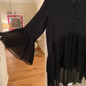 Pleated Bottom and Sleeve Tunic Dress